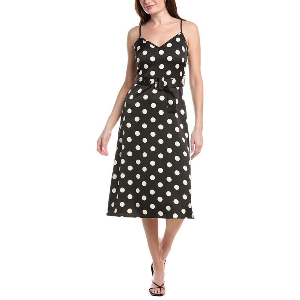 Sam Edelman Womens  Belted Polka Dot Dress, Black